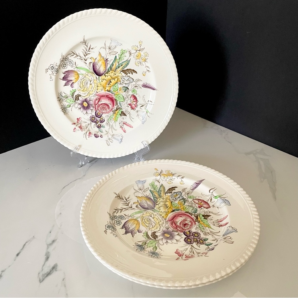 SET of 3 Dinner Plates - Garden Bouquet by Johnson Brothers